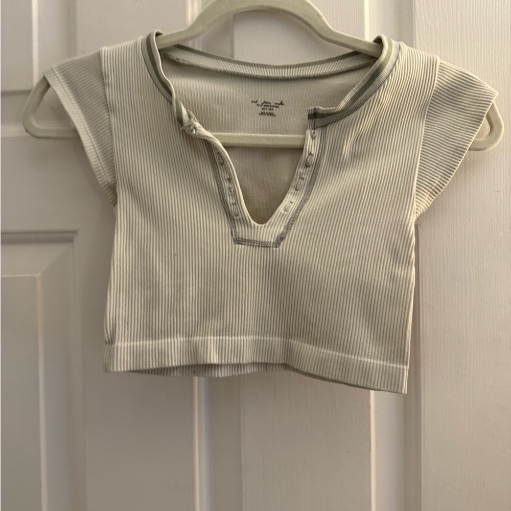 Kids Cream Ribbed Top